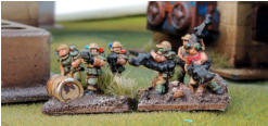 Infantry buzz bomb and support teams carry powergun weapons