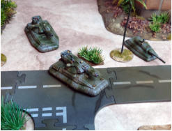 Two Gallieni tanks with powerguns and a Tank Destroyer