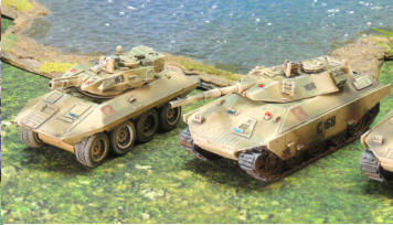 The Python Assault Tank with the 9cm main weapon and the Scimitar Tank destroyer with its Sheleighly Duo weapon