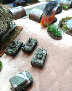 The New Ukrainians lose a Stinger Light tank to multiple mortar fire using the Area Effect rule