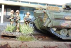 Infantry support squad with coil-gun assault rifles and Support weapon deploy from a Sokol MICV