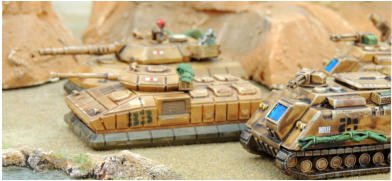 Hardgate Industries Artemis MICV used in coordination with an Apollo MBT (to the rear) and the Kunitsa APCs