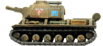Bizon support tank with twin arillery barrels in a turret mount